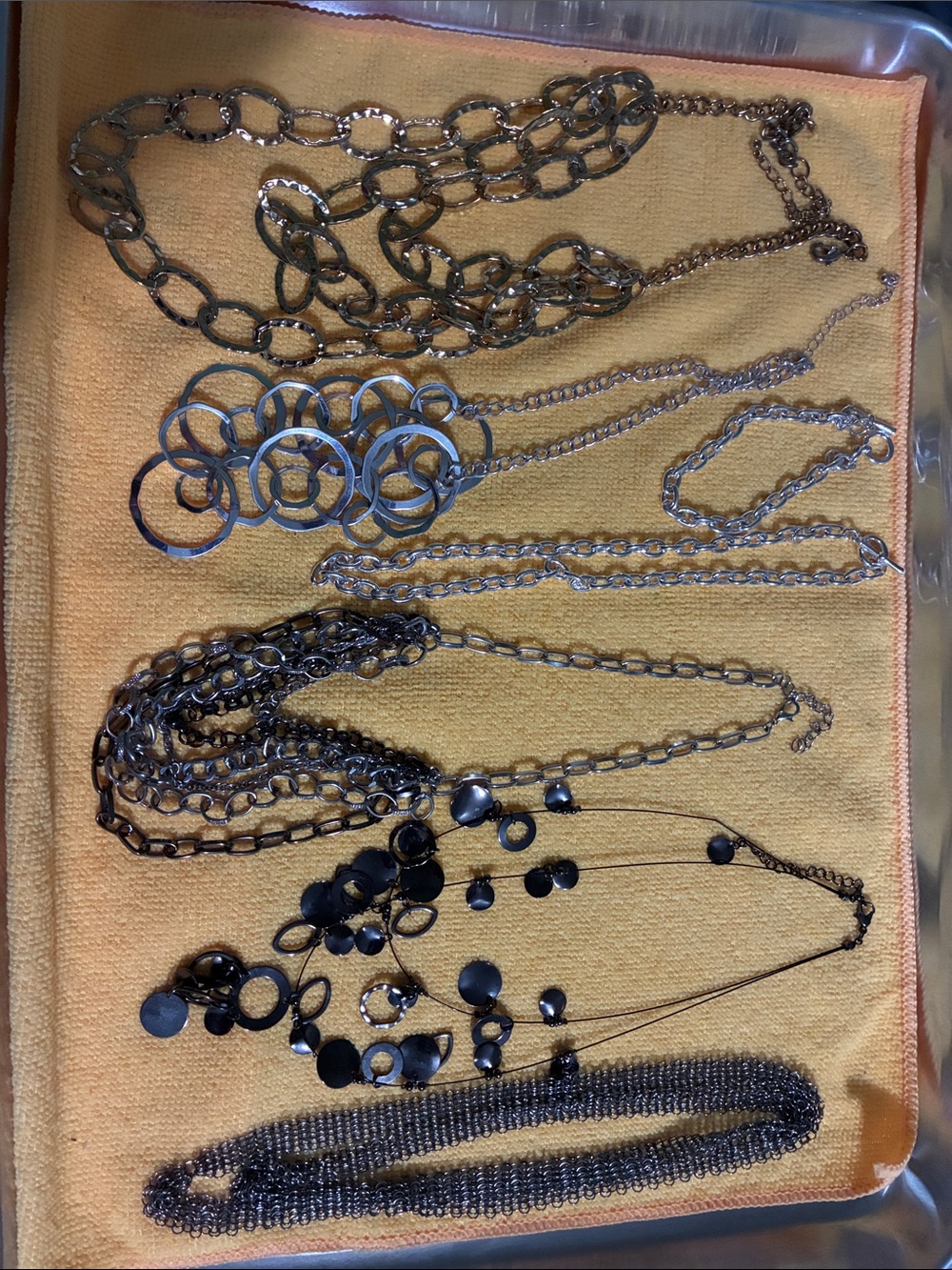 5 Layered Multi-Chain Women's Necklace Set - Silver Tone, gold tone, gunmetal